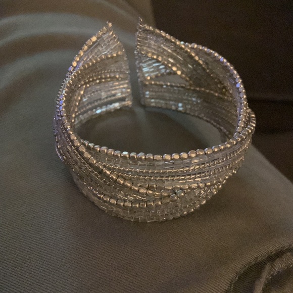 Flexible Silver Weaved Cuff Bracelet - Picture 2 of 4